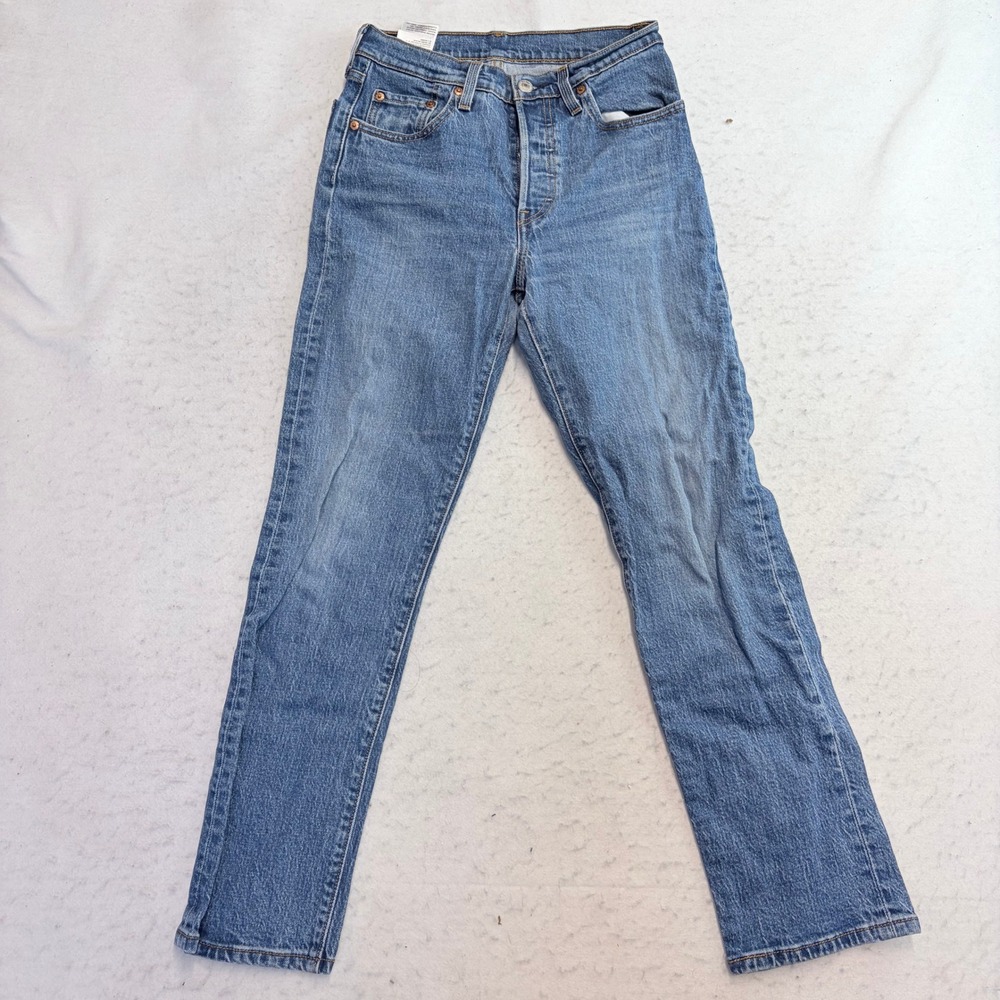 Levi's 501 Original Fit Jeans Womens 27 Blue Straight Leg Button Fly Stretch - Picture 5 of 12